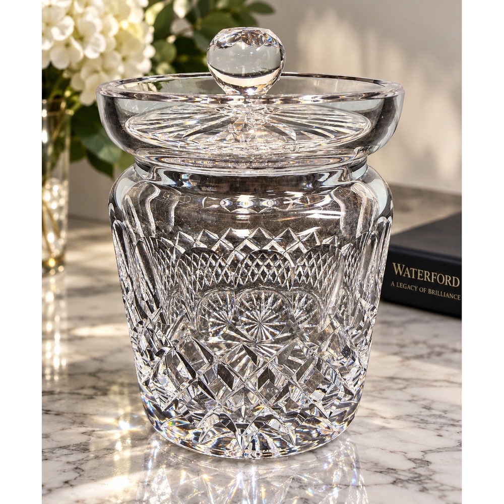Waterford Crystal Colleen Short Stem Biscuit Barrel Jar w Lid Signed 6.75"